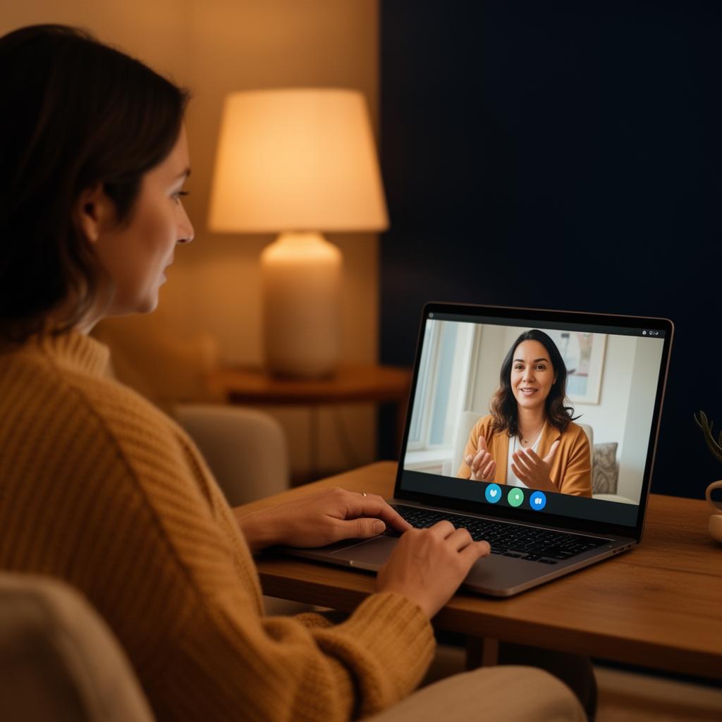 Sesión de terapia online en un hogar